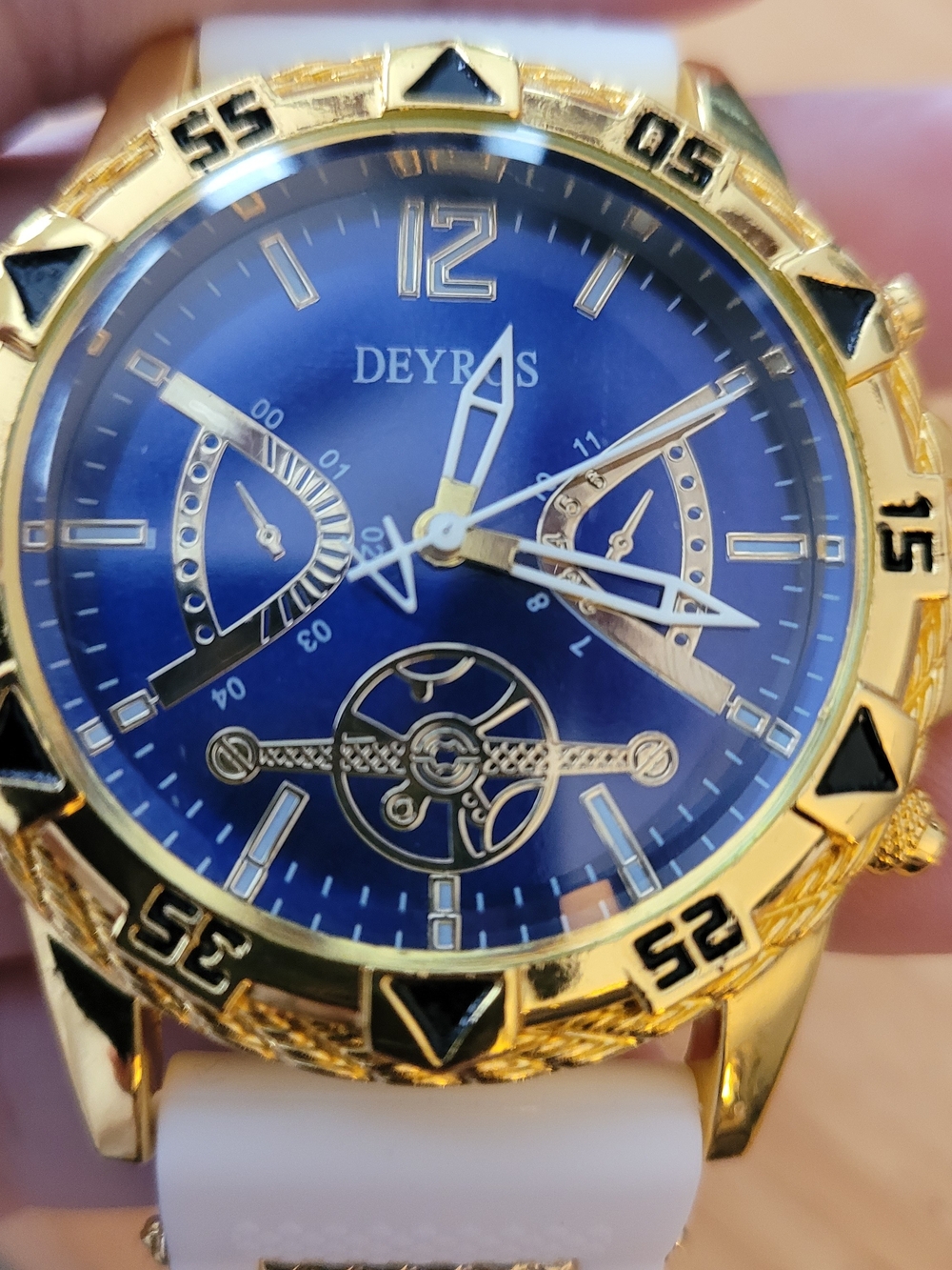 DEYROS Blue Dial Gold-Tone Watch